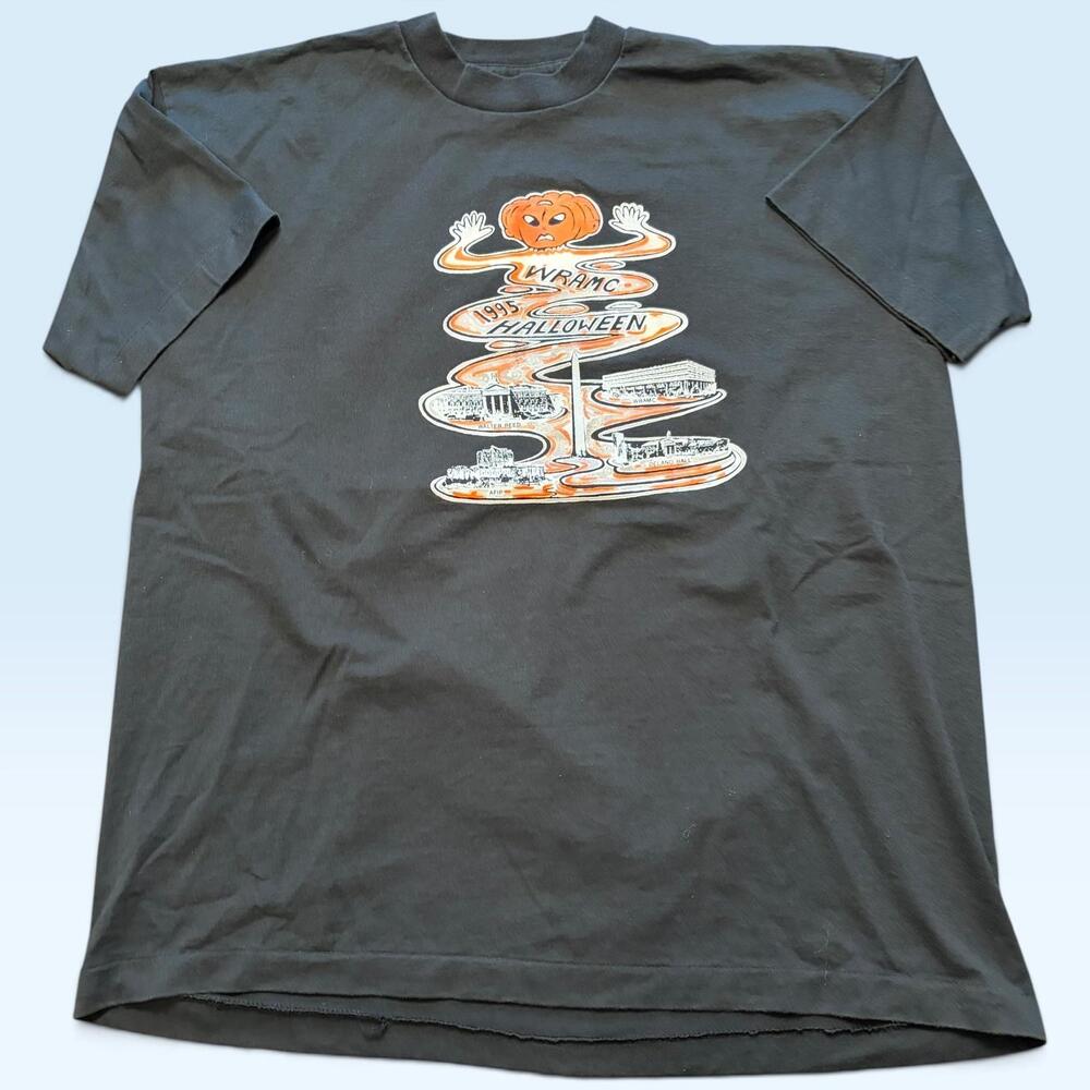 Vintage Fruit Of The Loom Shirt Mens XL Black WRAMC Halloween 1995 T-Shirt USA